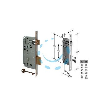 SERRATURA A BUSSOLA PATENT DA INFILARE BORDO QUADRO BRONZATO - mm.60 (B.00592.60.22)