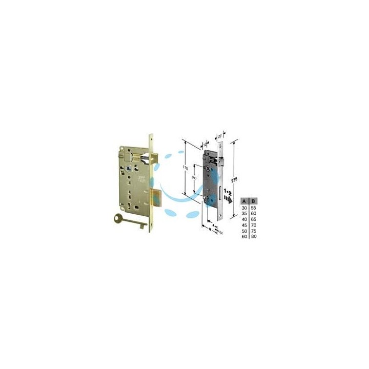 SERRATURA A BUSSOLA PATENT DA INFILARE BORDO QUADRO OTTONATO - mm.45 (B.00592.45.03)