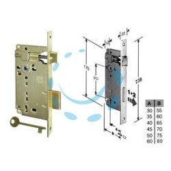 SERRATURA A BUSSOLA PATENT DA INFILARE BORDO QUADRO OTTONATO - mm.60 (B.00592.60.03)