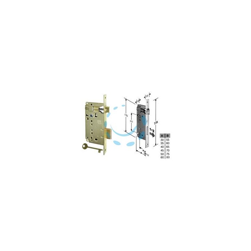 SERRATURA A BUSSOLA PATENT DA INFILARE BORDO QUADRO OTTONATO - mm.60 (B.00592.60.03)