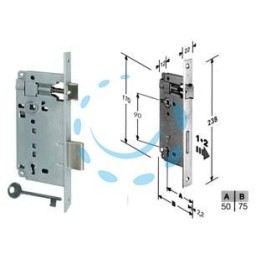 SERRATURA A BUSSOLA PATENT DA INFILARE BORDO QUADRO CROMATO - mm.50 (B.00592.50.34)
