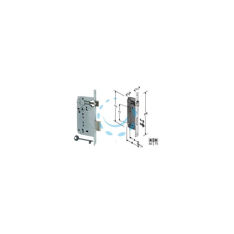 SERRATURA A BUSSOLA PATENT DA INFILARE BORDO QUADRO CROMATO - mm.50 (B.00592.50.34)