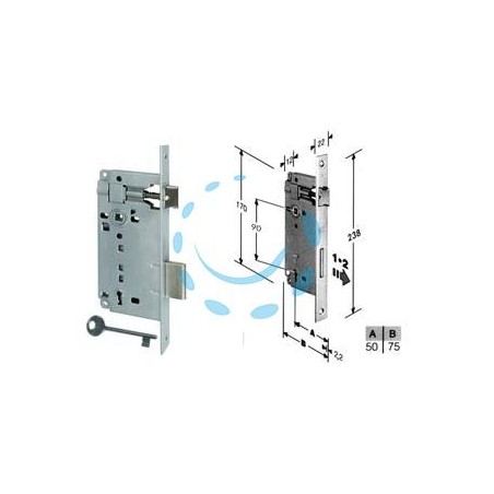 SERRATURA A BUSSOLA PATENT DA INFILARE BORDO QUADRO CROMATO - mm.50 (B.00592.50.34)