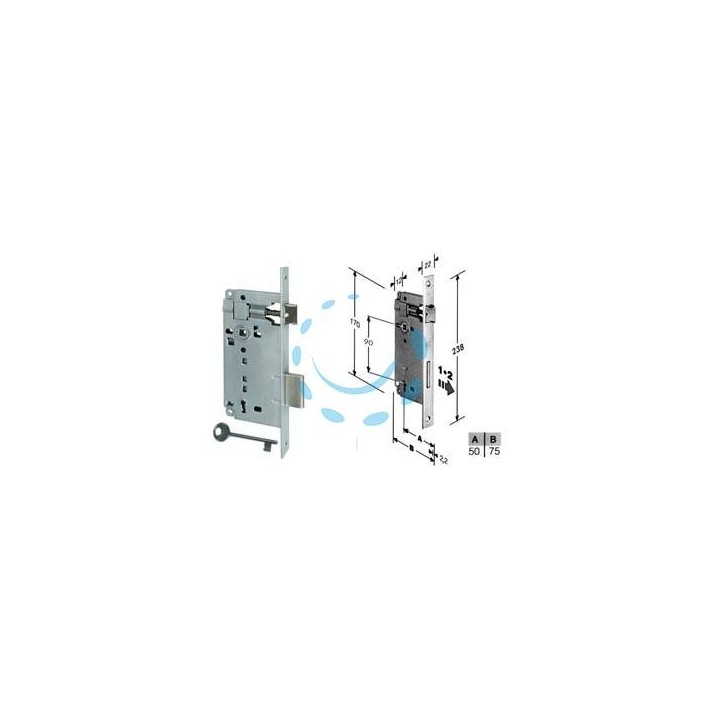 SERRATURA A BUSSOLA PATENT DA INFILARE BORDO QUADRO CROMATO - mm.50 (B.00592.50.34)