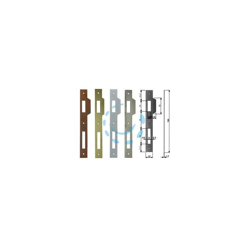 CONTROPIASTRA PER SERRATURA A BUSSOLA PATENT BORDO QUADRO - acciaio ottonato (B.00590.05.03)