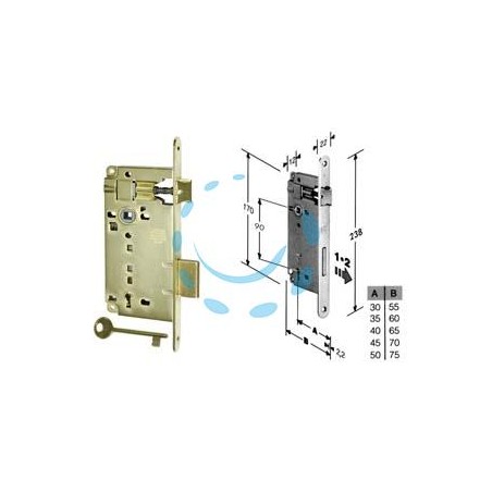 SERRATURA A BUSSOLA PATENT DA INFILARE BORDO TONDO OTTONATO - mm.35 (B.00591.35.03)