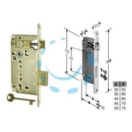 SERRATURA A BUSSOLA PATENT DA INFILARE BORDO TONDO OTTONATO - mm.45 (B.00591.45.03)