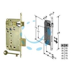 SERRATURA A BUSSOLA PATENT DA INFILARE BORDO TONDO OTTONATO - mm.45 (B.00591.45.03)