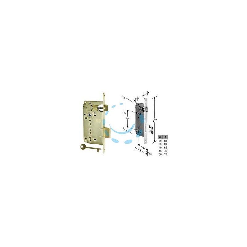 SERRATURA A BUSSOLA PATENT DA INFILARE BORDO TONDO OTTONATO - mm.50 (B.00591.50.03)