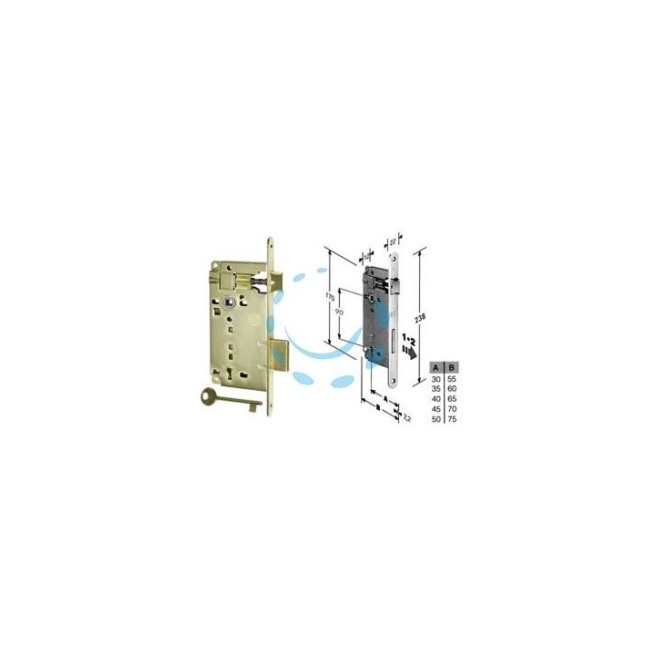 SERRATURA A BUSSOLA PATENT DA INFILARE BORDO TONDO OTTONATO - mm.50 (B.00591.50.03)