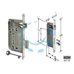 SERRATURA A BUSSOLA PATENT DA INFILARE BORDO TONDO NICHELATO - mm.50 (B.00591.50.06)