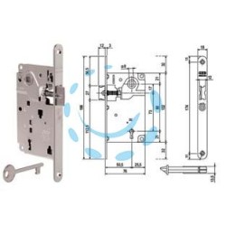 SERRATURA PATENT DA INFILARE CENTRO SOLO SCROCCO BORDO TONDO CROMATO - mm.50 (B01010.50.34)