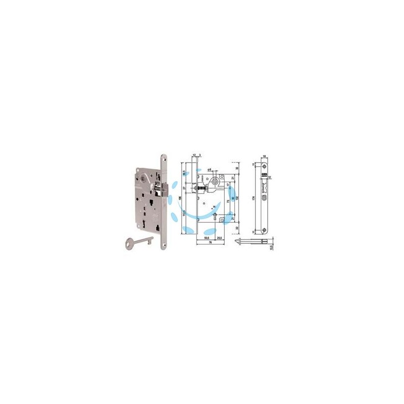 SERRATURA PATENT DA INFILARE CENTRO SOLO SCROCCO BORDO TONDO CROMATO - mm.50 (B01010.50.34)