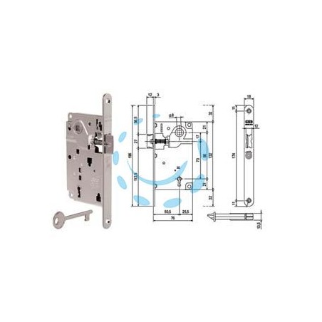 SERRATURA PATENT DA INFILARE CENTRO SOLO SCROCCO BORDO TONDO CROMATO - mm.50 (B01010.50.34)