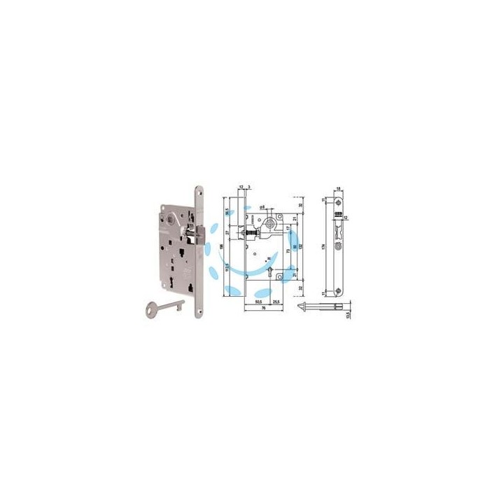 SERRATURA PATENT DA INFILARE CENTRO SOLO SCROCCO BORDO TONDO CROMATO - mm.50 (B01010.50.34)