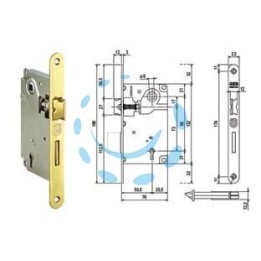 SERRATURA PATENT INFILARE CENTRO BORDO TONDO OTTONATO - mm.50 bordo ottonato lucido (B01001.50.03)