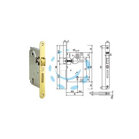 SERRATURA PATENT INFILARE CENTRO BORDO TONDO OTTONATO - mm.50 bordo ottonato lucido (B01001.50.03)