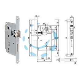 SERRATURA PATENT DA INFILARE CENTRO BORDO TONDO CROMATO - mm.50 bordo cromato opaco (B01001.50.34)