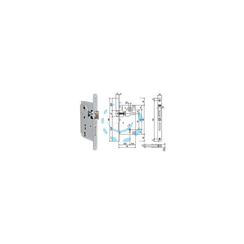 SERRATURA PATENT DA INFILARE CENTRO BORDO TONDO CROMATO - mm.50 bordo cromato opaco (B01001.50.34)