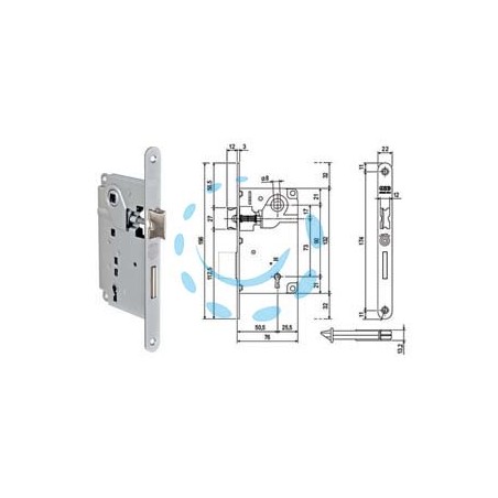 SERRATURA PATENT DA INFILARE CENTRO BORDO TONDO CROMATO - mm.50 bordo cromato opaco (B01001.50.34)