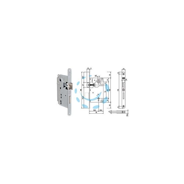 SERRATURA PATENT DA INFILARE CENTRO BORDO TONDO CROMATO - mm.50 bordo cromato opaco (B01001.50.34)