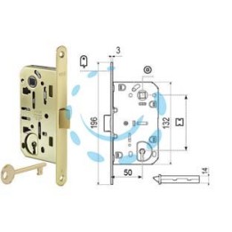 SERRATURA PATENT DA INFILARE MEDIANA EVOLUTION BORDO TONDO OTTONATO - mm.50 bordo ottonato lucido (B01101.50.03)