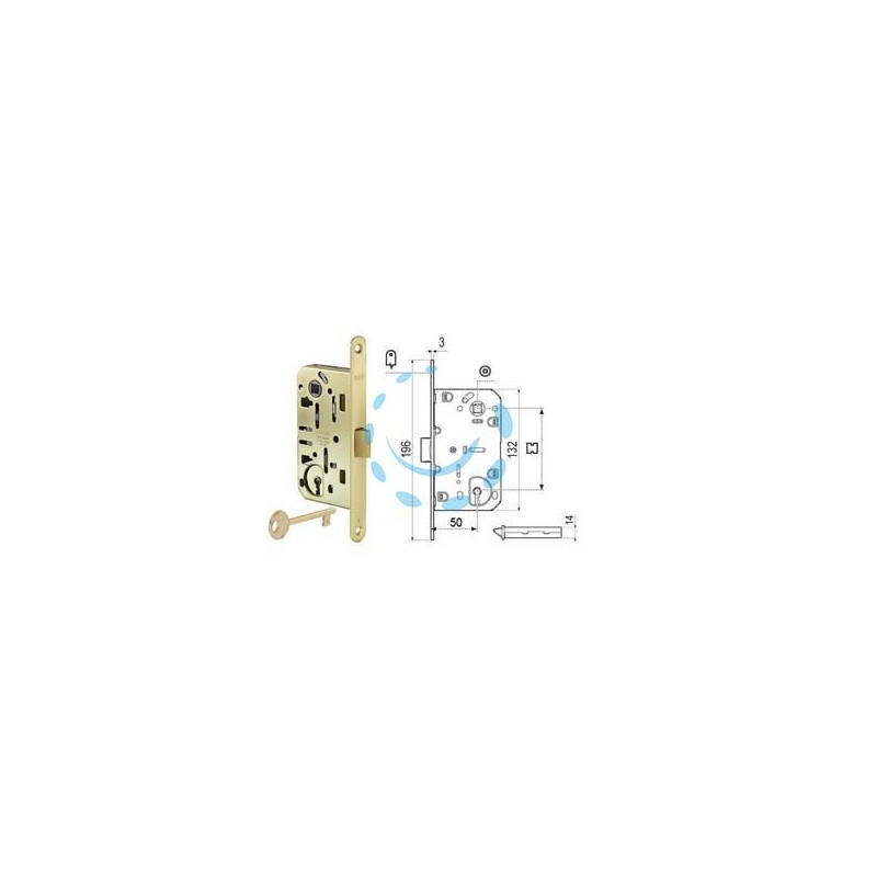 SERRATURA PATENT DA INFILARE MEDIANA EVOLUTION BORDO TONDO OTTONATO - mm.50 bordo ottonato lucido (B01101.50.03)