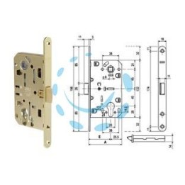 SERRATURA MEDIANA EVOLUTION CON FORO CILINDRO BORDO TONDO OTTONATO - mm.50 bordo ottonato lucido (B01103.50.03)