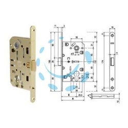 SERRATURA MEDIANA EVOLUTION CON FORO CILINDRO BORDO TONDO OTTONATO - mm.50 bordo ottonato lucido (B01103.50.03)