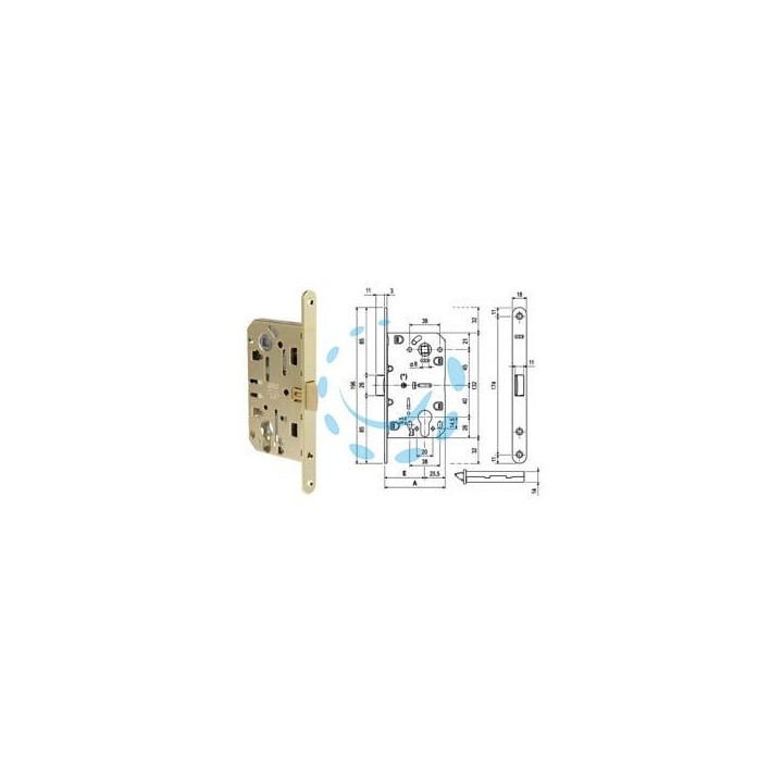 SERRATURA MEDIANA EVOLUTION CON FORO CILINDRO BORDO TONDO OTTONATO - mm.50 bordo ottonato lucido (B01103.50.03)