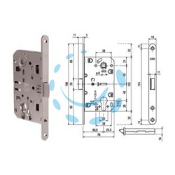 SERRATURA MEDIANA EVOLUTION CON FORO CILINDRO BORDO TONDO CROMATO - mm.50 (B01103.50.34)