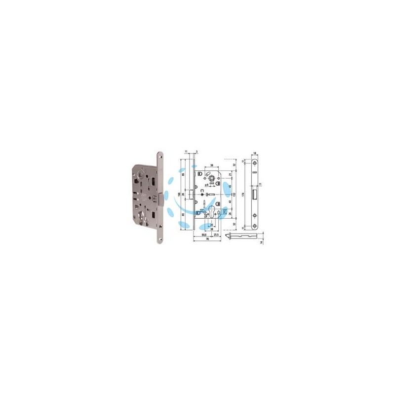 SERRATURA MEDIANA EVOLUTION CON FORO CILINDRO BORDO TONDO CROMATO - mm.50 (B01103.50.34)