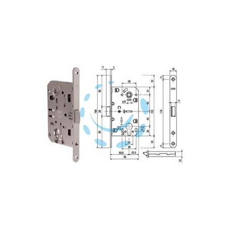SERRATURA MEDIANA EVOLUTION CON FORO CILINDRO BORDO TONDO CROMATO - mm.50 (B01103.50.34)