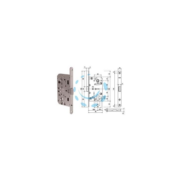 SERRATURA MEDIANA EVOLUTION CON FORO CILINDRO BORDO TONDO CROMATO - mm.50 (B01103.50.34)