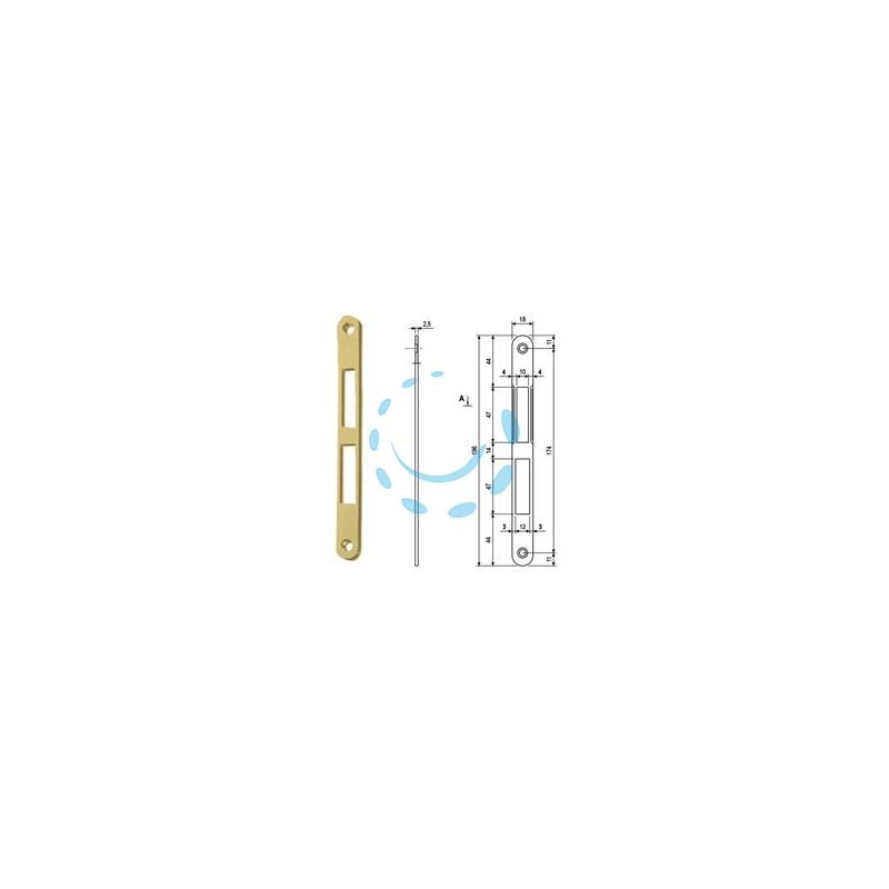 CONTROPIASTRA SERRATURA PATENT CENTRO E CENTRO S BORDO TONDO OTTONATO - ottonato verniciato (B01000.39.03)
