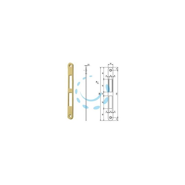 CONTROPIASTRA SERRATURA PATENT CENTRO E CENTRO S BORDO TONDO OTTONATO - ottonato verniciato (B01000.39.03)