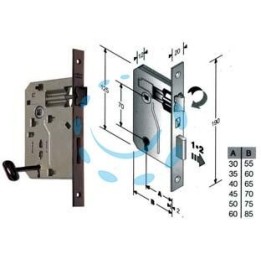 SERRATURA A BUSSOLA PATENT RIDOTTA DA INFILARE BORDO QUADRO BRONZATO - mm.40 (48042040+C)