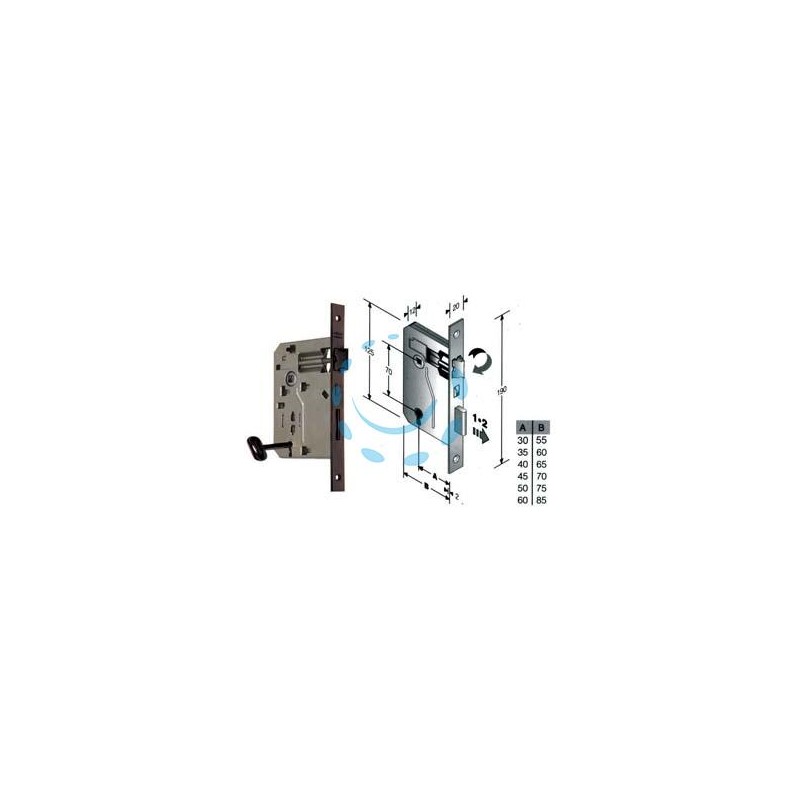 SERRATURA A BUSSOLA PATENT RIDOTTA DA INFILARE BORDO QUADRO BRONZATO - mm.40 (48042040+C)