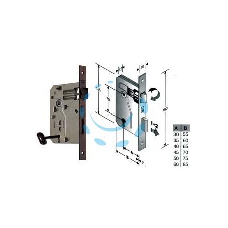 SERRATURA A BUSSOLA PATENT RIDOTTA DA INFILARE BORDO QUADRO BRONZATO - mm.45 (48042045+C)