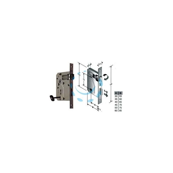 SERRATURA A BUSSOLA PATENT RIDOTTA DA INFILARE BORDO QUADRO BRONZATO - mm.50 (48042050+C)