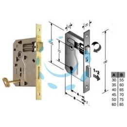 SERRATURA A BUSSOLA PATENT RIDOTTA DA INFILARE BORDO QUADRO OTTONATO - mm.35 (480420351C)