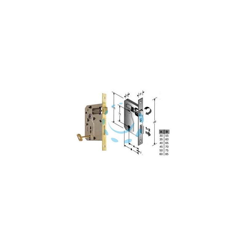SERRATURA A BUSSOLA PATENT RIDOTTA DA INFILARE BORDO QUADRO OTTONATO - mm.45 (480420451C)