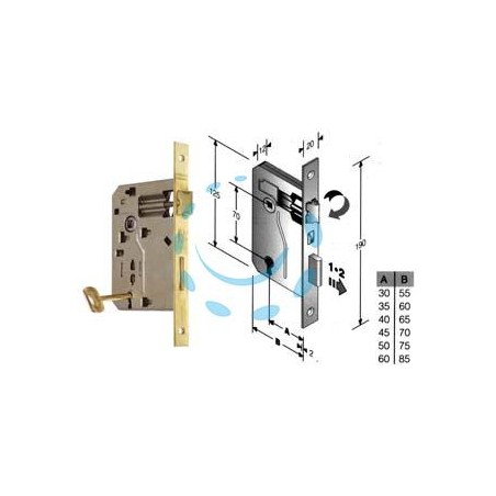 SERRATURA A BUSSOLA PATENT RIDOTTA DA INFILARE BORDO QUADRO OTTONATO - mm.60 (48042060HC)