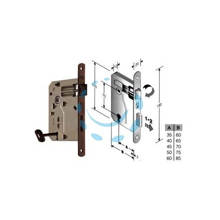 SERRATURA A BUSSOLA PATENT RIDOTTA DA INFILARE BORDO TONDO BRONZATO - mm.35 (48042035+E)
