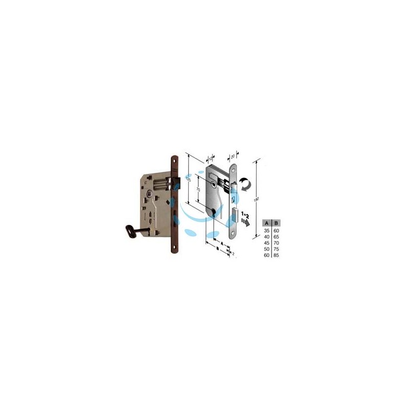 SERRATURA A BUSSOLA PATENT RIDOTTA DA INFILARE BORDO TONDO BRONZATO - mm.45 (48042045+E)