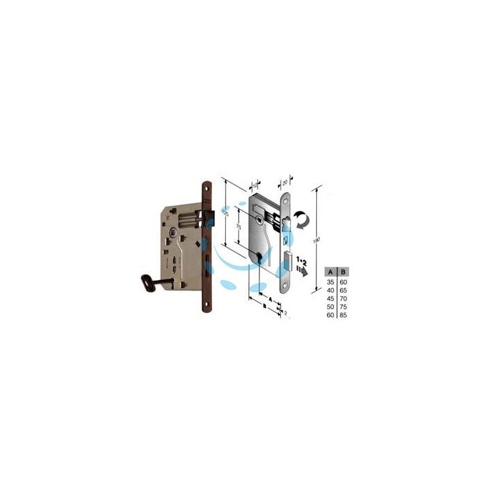SERRATURA A BUSSOLA PATENT RIDOTTA DA INFILARE BORDO TONDO BRONZATO - mm.45 (48042045+E)