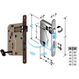 SERRATURA A BUSSOLA PATENT RIDOTTA DA INFILARE BORDO TONDO BRONZATO - mm.60 (48042060+E)
