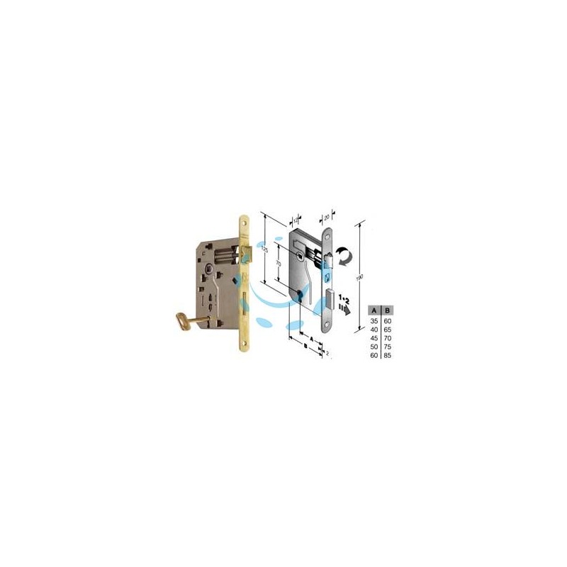 SERRATURA A BUSSOLA PATENT RIDOTTA DA INFILARE BORDO TONDO OTTONATO - mm.35 (480420351E)