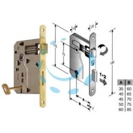 SERRATURA A BUSSOLA PATENT RIDOTTA DA INFILARE BORDO TONDO OTTONATO - mm.50 (480420501E)