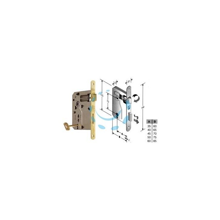 SERRATURA A BUSSOLA PATENT RIDOTTA DA INFILARE BORDO TONDO OTTONATO - mm.50 (480420501E)
